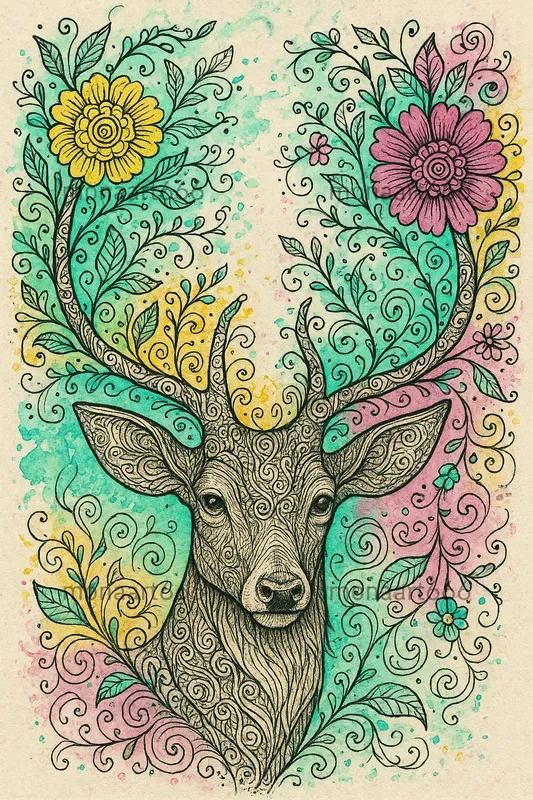 Whimsical Psychedelic Doodle Art