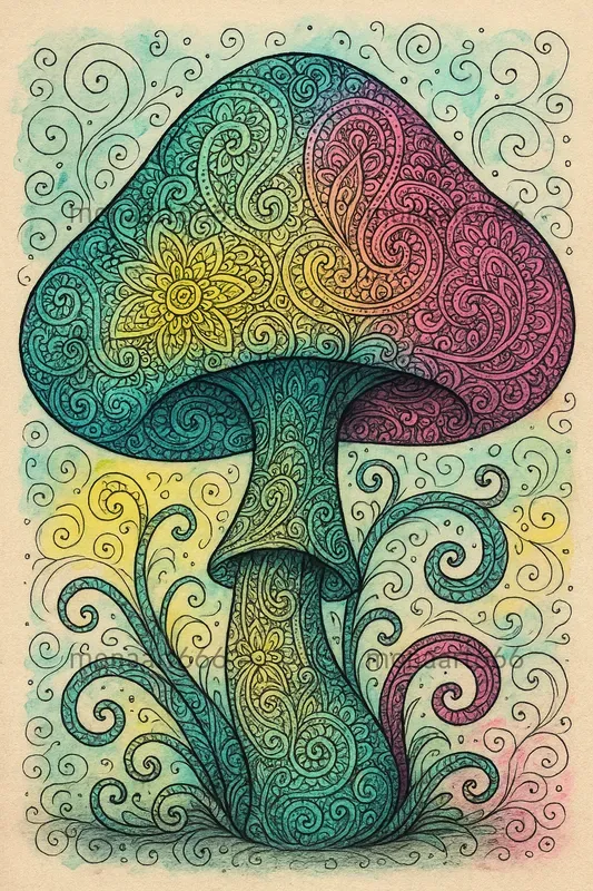 Whimsical Psychedelic Doodle Art