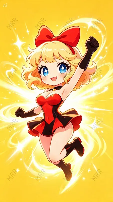 Cute Powerpuff Style Cartoon Girls