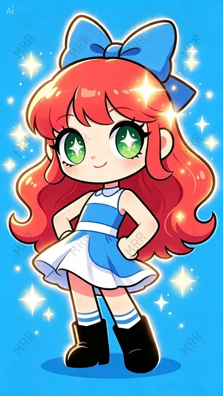 Cute Powerpuff Style Cartoon Girls
