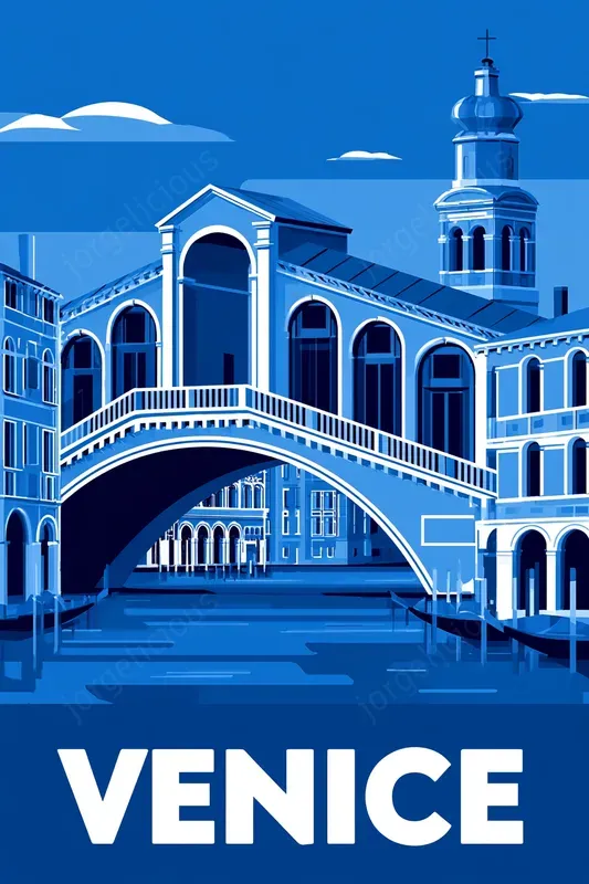 Monochrome Blue City Travel Posters