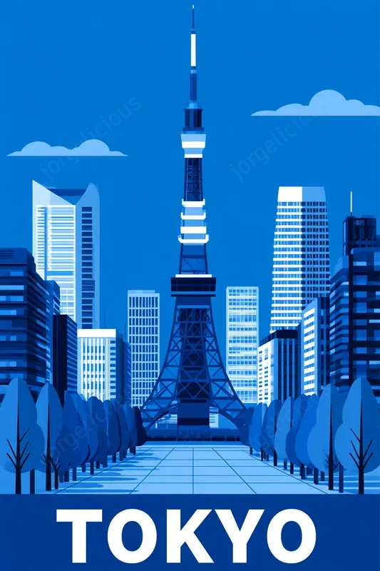 Monochrome Blue City Travel Posters