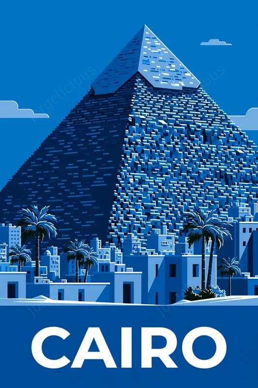 Monochrome Blue City Travel Posters