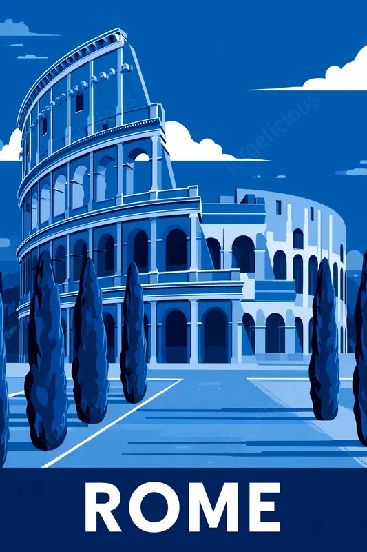 Monochrome Blue City Travel Posters