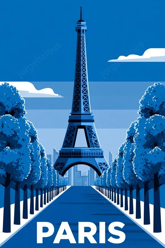 Monochrome Blue City Travel Posters