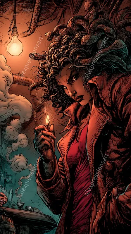 Gritty Noir Mythology Graphic Novel Art