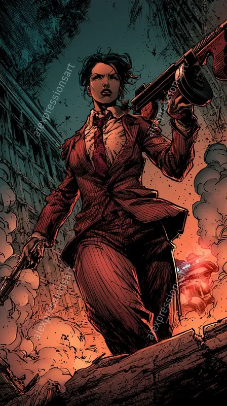 Gritty Noir Mythology Graphic Novel Art