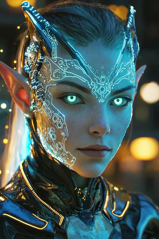 Scifi Elf Warrior Cyberpunk Portraits