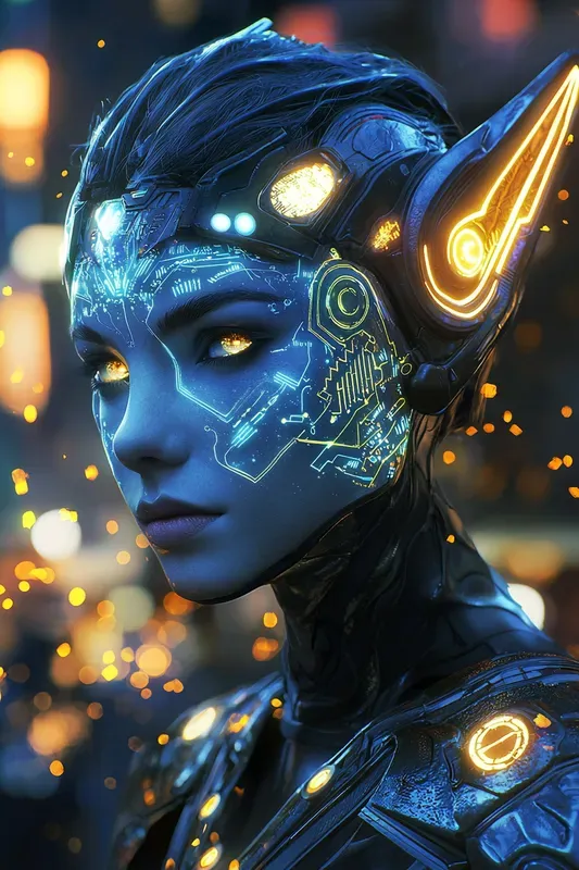 Scifi Elf Warrior Cyberpunk Portraits