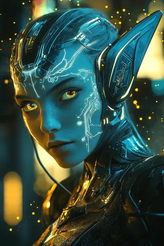 Scifi Elf Warrior Cyberpunk Portraits