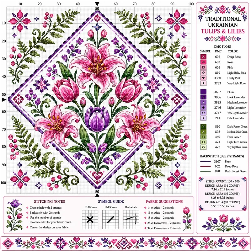 Symmetrical Floral Crossstitch Patterns
