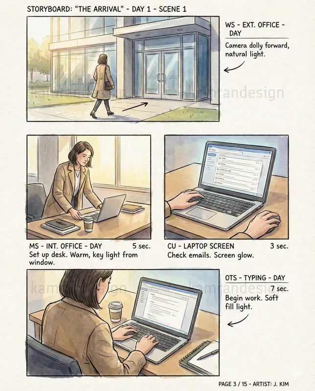 Cinematic Handdrawn Storyboards