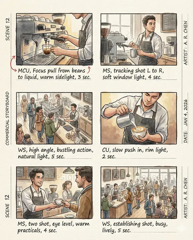 Cinematic Handdrawn Storyboards