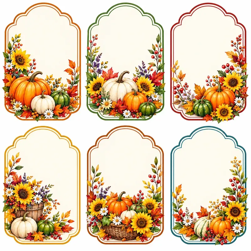 Scalloped Seasonal Label Sets