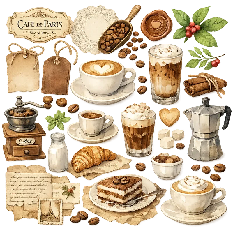 Rustic Coffee Journal Elements