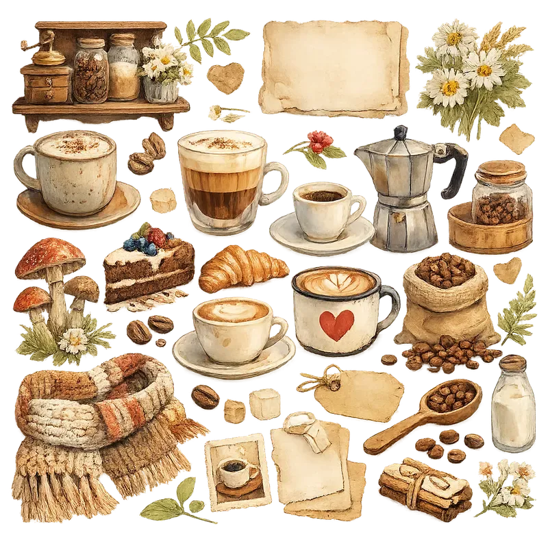 Rustic Coffee Journal Elements