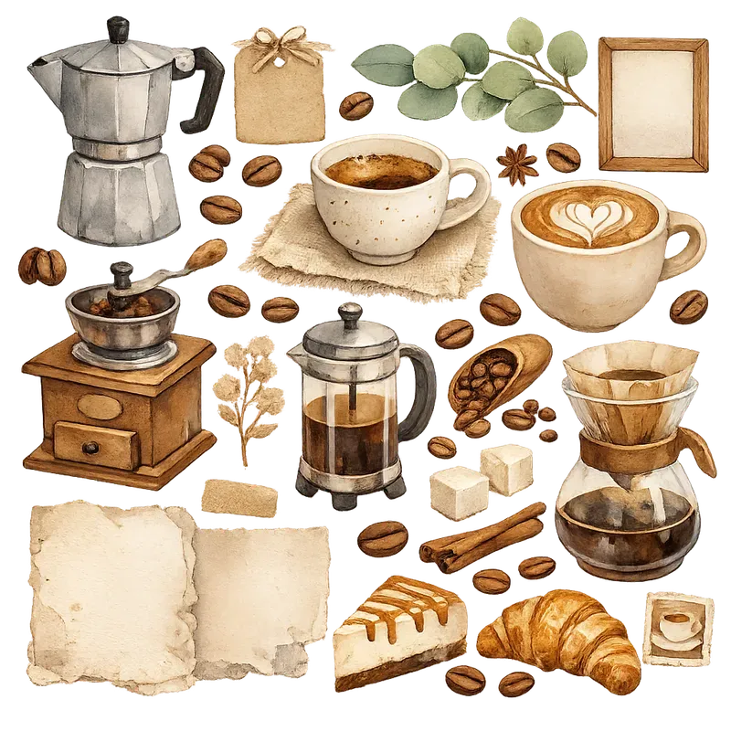 Rustic Coffee Journal Elements