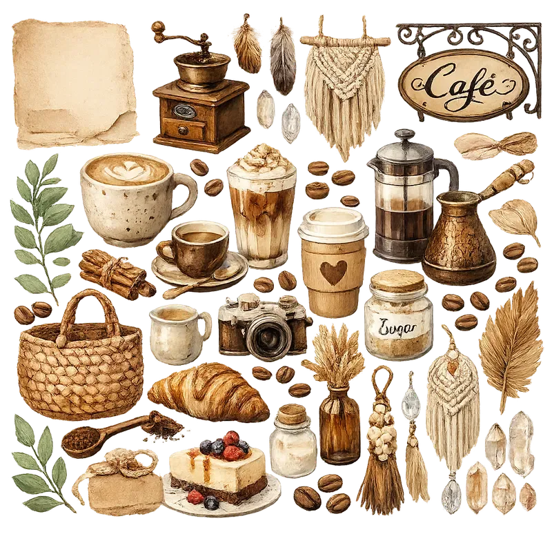 Rustic Coffee Journal Elements