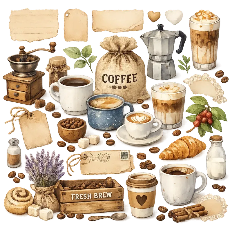 Rustic Coffee Journal Elements