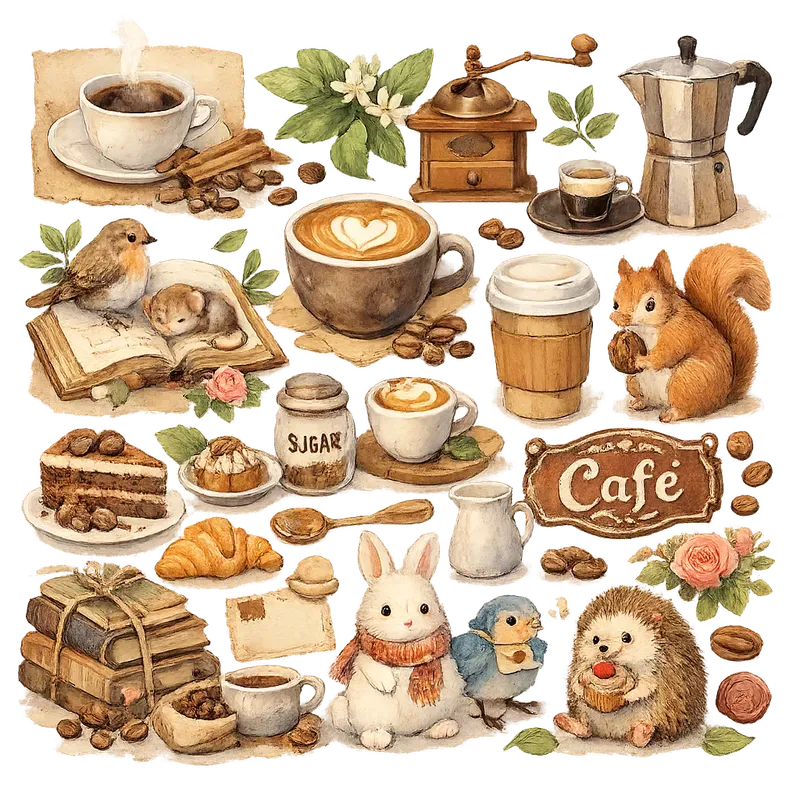 Rustic Coffee Journal Elements