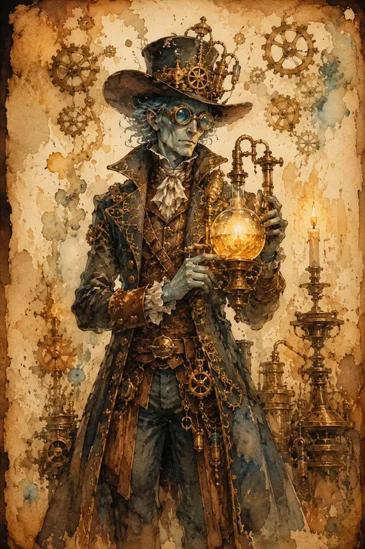Steampunk Watercolor Character Art