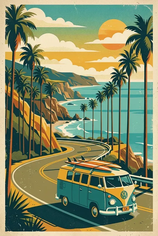 Retro Screen Print Travel Posters