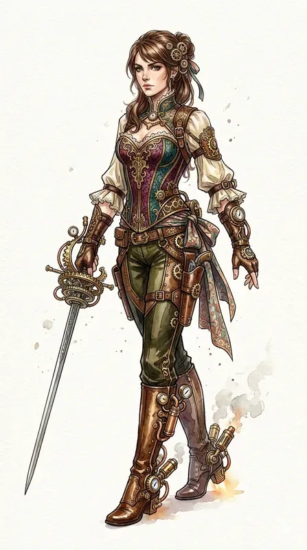 Jrpg Steampunk Watercolor Concept Art