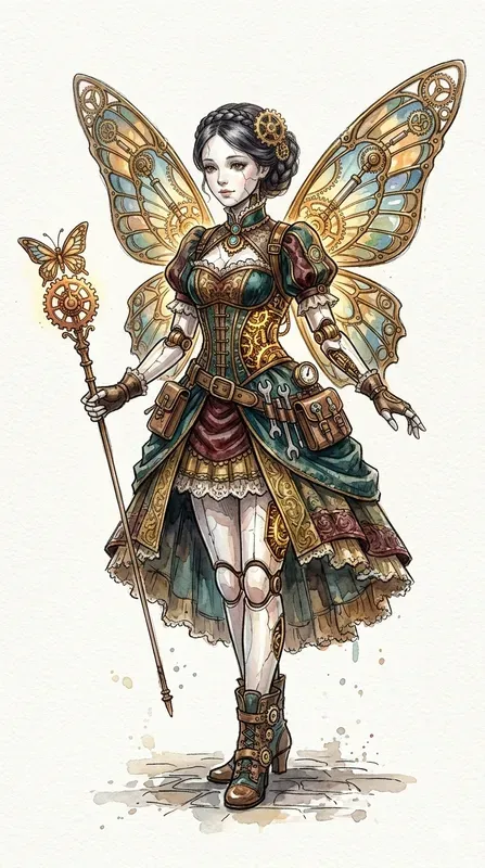 Jrpg Steampunk Watercolor Concept Art