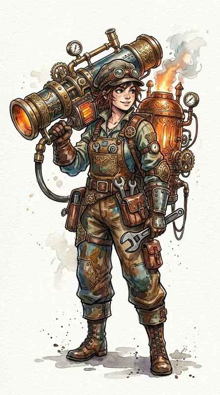Jrpg Steampunk Watercolor Concept Art