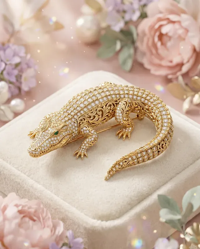 Unisex Golden Reptile Brooches