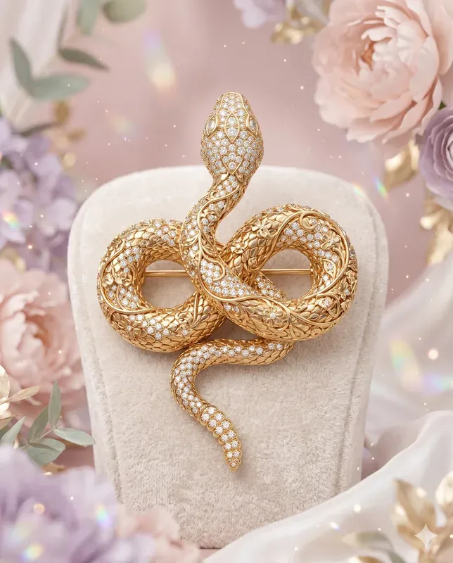 Unisex Golden Reptile Brooches