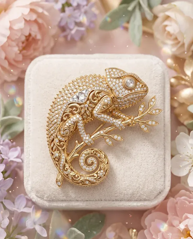 Unisex Golden Reptile Brooches