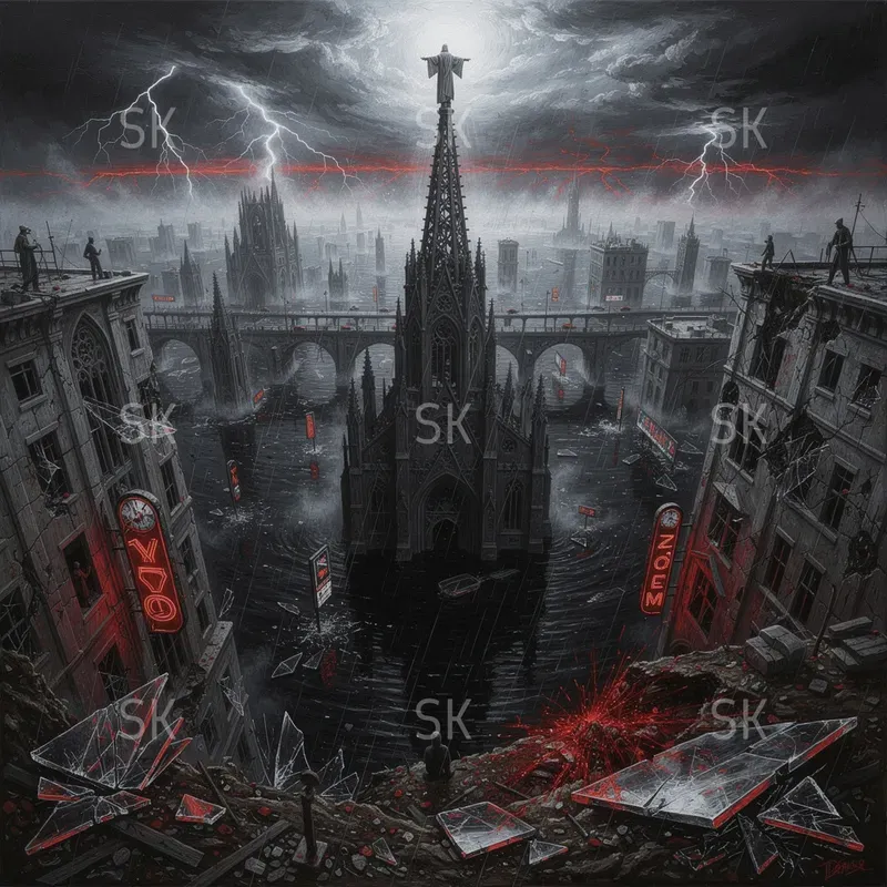 Dark Cinematic City Paintings