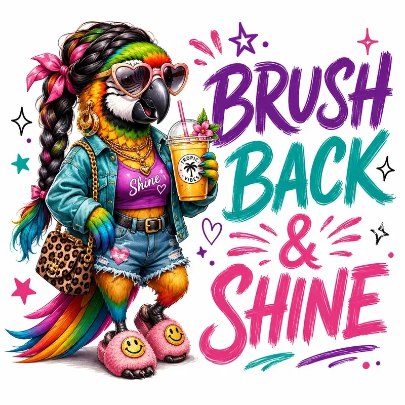 Trendy Girl Bird Brush Typography Packs