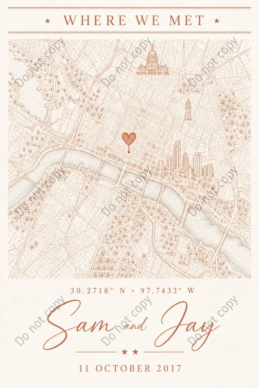 Where We Met Map Print Makers
