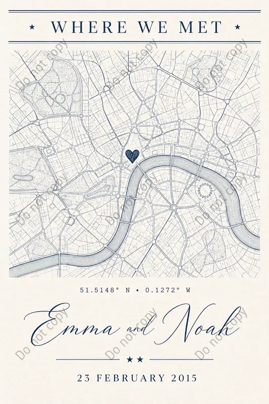 Where We Met Map Print Makers