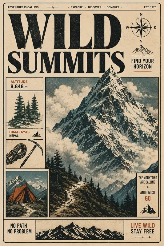 Vintage Adventure Poster Collages