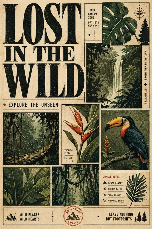 Vintage Adventure Poster Collages