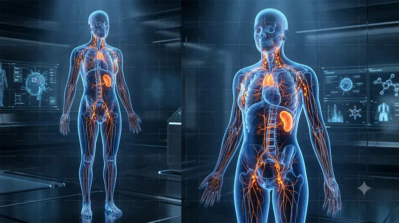 Glowing Human Anatomy Silhouettes