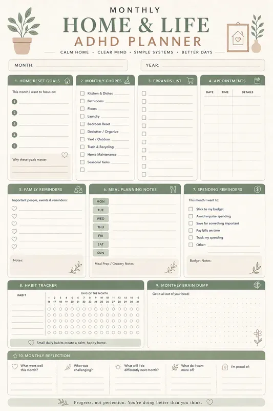 Adhd Daily Monthly Yearly Planners