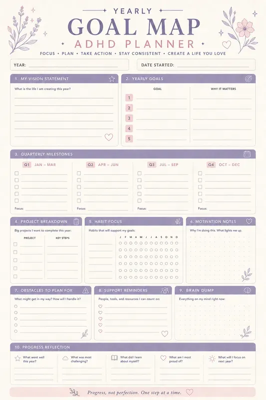 Adhd Daily Monthly Yearly Planners