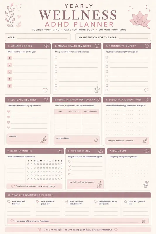 Adhd Daily Monthly Yearly Planners