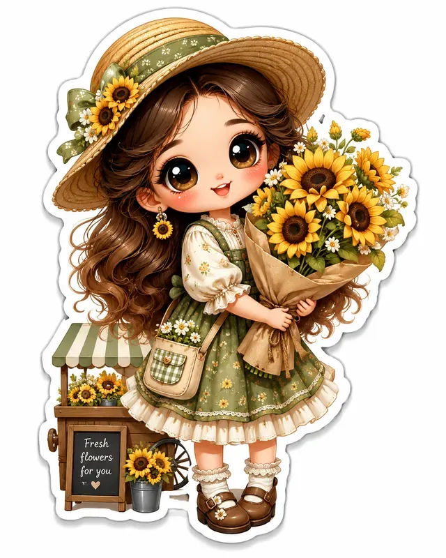 Kawaii Fashion Doll Sticker Cliparts