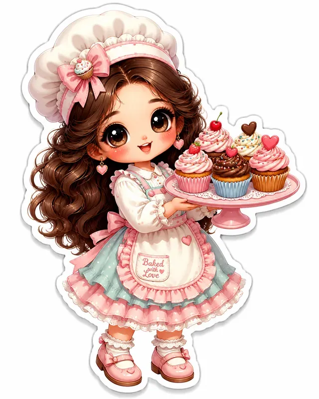 Kawaii Fashion Doll Sticker Cliparts