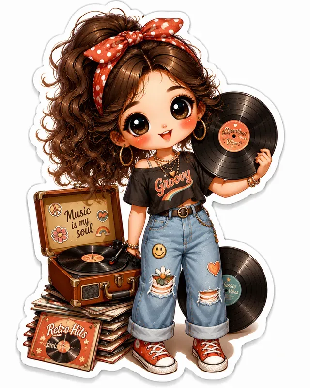 Kawaii Fashion Doll Sticker Cliparts