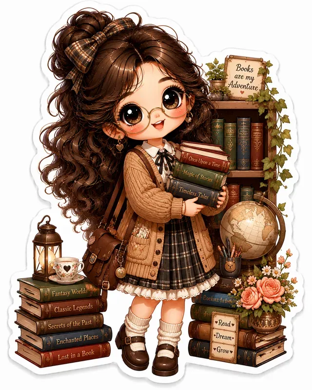 Kawaii Fashion Doll Sticker Cliparts