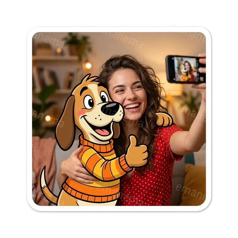 Selfies With Cartoon Stickers