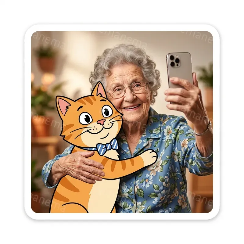 Selfies With Cartoon Stickers