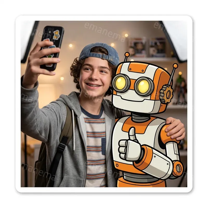 Selfies With Cartoon Stickers