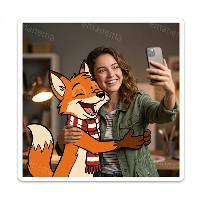 Selfies With Cartoon Stickers